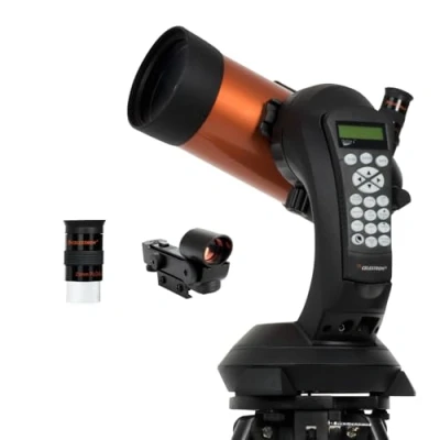 Image de Celestron 11049 NexStar 4SE Computerised Maksutov Cassegrain Telescope with Advanced GPS, Astroimaging and AutoAlign Features, Black/Orange