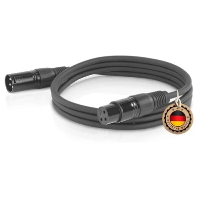 Image de ETEC, cable XLR, de micrófono, conexión XLR macho a hembra, negro, 5 m