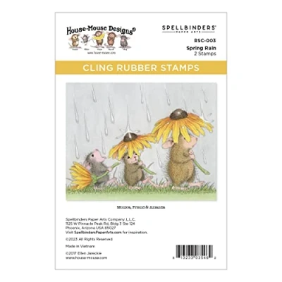 Image de Spellbinders Pluie printanière par House Mouse Tampon en Caoutchouc étirable, Rouge, ONE