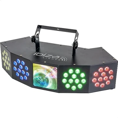 Image de Ibiza COMBI FX4 Effet lumineux polyvalent 3 EN 1 WASH MOON STROBE avec 6 canaux DMX 4 x 12 LED RGBW