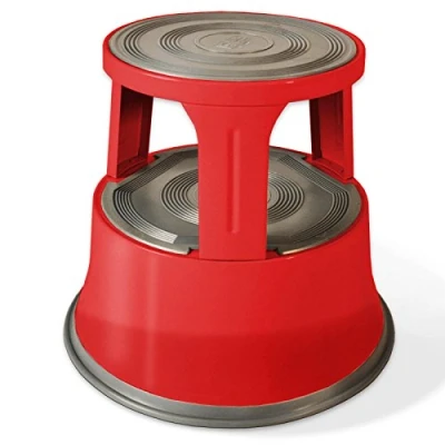 Image de OfficeMarshal Tabouret à roulettes Pied d&#039;éléphant Acier Certifié TÜV + GS Rouge