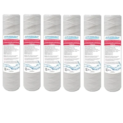 Image de Filtri Acqua Italia Lot de 6 cartouches filtre à fil enroulé 10 pouces micron, 1 polypropylène sédiments