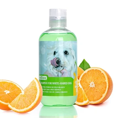 Image de Nobleza Shampoing Chien Poils BlancEnlever Les Taches en sécurité, sans Eau de Javel ni peroxyde, shampooing Blanc avec Parfum d&#039;orange, Shih tzu, Bichon, Maltais 250ml