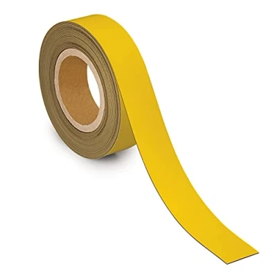 Image de MAUL Bande de Marquage 40 mm x 1 mm, Inscriptible avec Dos Magnétique, Utilisable dans le Bureau, l&#039;Atelier, l&#039;entrepôt et la Cuisine, Découpable Individuellement, Longueur 10 m, Jaune