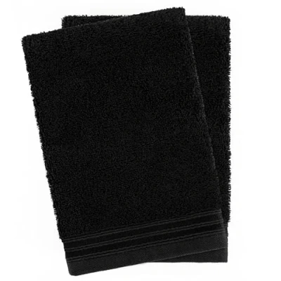 Image de Hammetex Lot de 2 gants toilette 15 x 22 cm, 100 % coton avec gant en tissu éponge, qualité super douce et résistante, noir