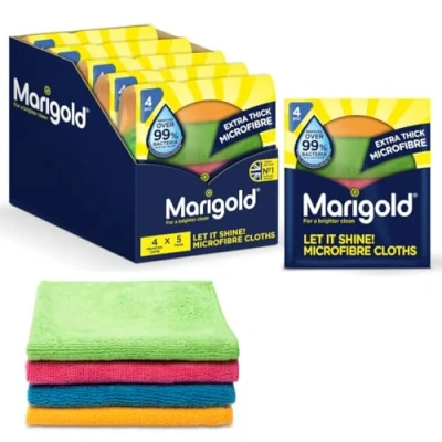 Image de Marigold Let it Shine Lot de 5 Paquets 4 Chiffons en Microfibre Extra épais Multicolore 18,5 x 3,8 20 cm