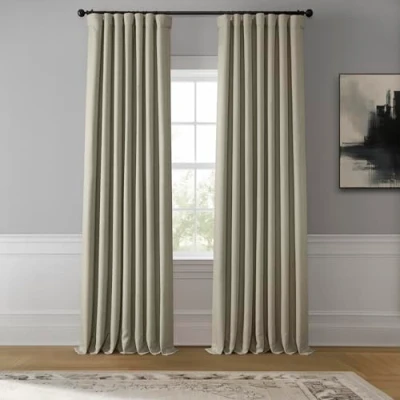 Image de Half Price Drapes HPD Rideaux occultants en Faux Lin 213,4 cm de Long Luxe pour Chambre à Coucher et Salon (1 Panneau), 127 x 213 (l L), Avoine