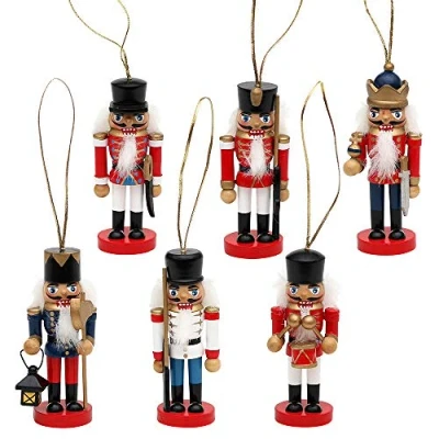 Image de Dekohelden24 521409 Lot de 6 Casse Noisette en Bois pour Arbre Dimensions Chaque Pendentif (L x l h) : 3,5 3 8 cm, Multicolore, cm