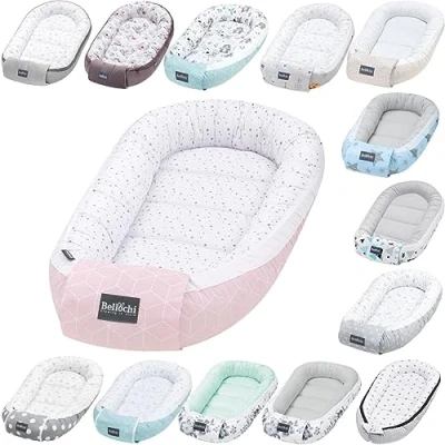 Image de Bellochi Baby Nest Pod de sommeil pour nouveau né 100% coton Certifié Oeko TEX 90x60x12cm avec bords protection aurore