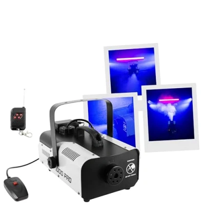Image de BoomToneDJ F1000 Pro Machine à fumée portable 1000W, Haut débit 150m3/min, Réservoir 1.2L, Projection de jusqu&#039;à 7m, Livrée avec 2 télécommandes, Lyre fixation. Soirée, Club, scène, théâtre.