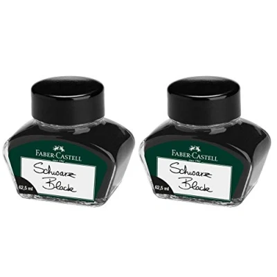 Image de Faber Castell Lot de 2 cartouches d&#039;encre pour instruments d&#039;écriture avec convertisseur Noir 62,5 ml