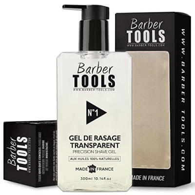 Image de Gel de rasage transparent 300ml Pour un précis des contours barbe (visibilité, glisse et protection maximale) FABRIQUE EN FRANCE ✮ BARBER TOOLS (300 ml)