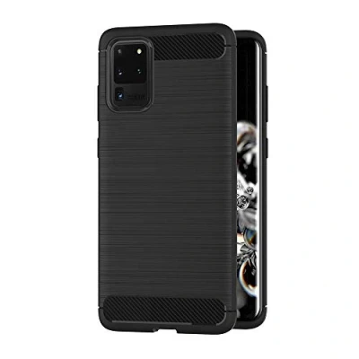 Image de AICEK Coque Compatible Samsung Galaxy S20+, Noir Silicone pour S20+ Housse Fibre de Carbone Etui Case (6,7 Pouces)