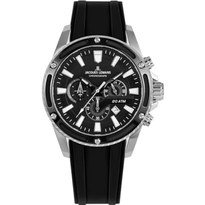 Image de Jacques Lemans Liverpool Montre à aiguilles, Homme, Taille: One Size, Rubber black