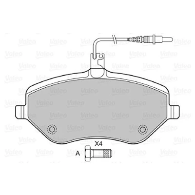 Image de VALEO 601072 Jeu de plaquettes frein Essieu avant contact signal d&#039;usure inclus avec kit vis fixation, tôle anti bruit