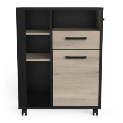 Image de Calicosy Desserte 1 Porte Ouvrante, Tiroir, Niche et 2 Rayons L71,9 cm Chili en Panneaux de Particules pour Cuisine x l39,6 H87,1