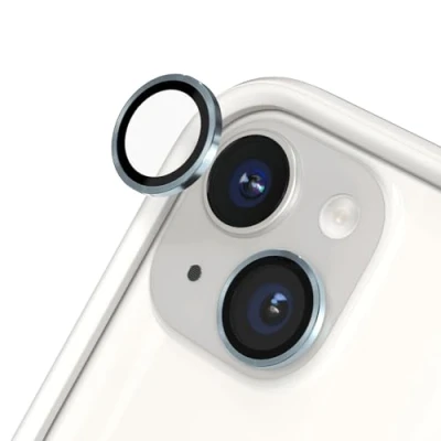 Image de RhinoShield protection d&#039;objectif en verre trempé 9H compatible avec [iPhone 15/15 Plus] Résistance aux chocs et rayures, haute clarté, anti éclats, techn buée Bleu