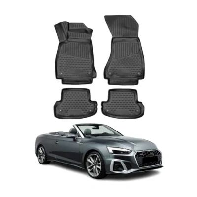 Image de OMAC 3D Tapis de Sol Compatible avec Audi A5 F5P Coupé Cabriolet 2016 24 TPE Noir 4Pcs
