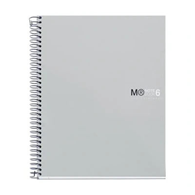Image de Miquelrius Carnet L&#039;Original, 6 Bandes Couleurs, A5, 150 Feuilles Règles 7 mm, Papier Microperforé 70 g, 2 Trous, Couverture Polypropylène Opaque, Couleur Gris