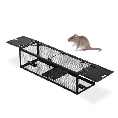 Image de Relaxdays Piège à Souris Vivante, respectueux des Animaux, Cage Anti Souris, H x L P : 11 39 12,5 cm, Noir
