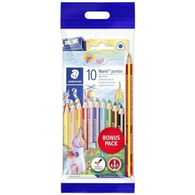 Image de Staedtler 61 SET8 Pack de 10 Crayons couleur triangulaires Gros module + Taille crayon 1