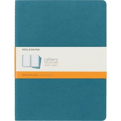Image de Moleskine Cahier Journal Ensemble de 3 Carnets avec Pages Ligné Couverture en Carton et Piqûres Coton Apparentes Couleur Vert D&#039;Eau Taille Très Grand Format 19 x 25 cm 120