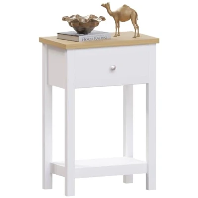 Image de Vida Designs Arlington Table Console avec étagère et tiroir en MDF Blanc