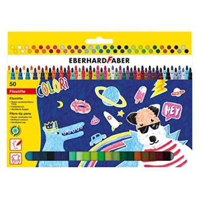 Image de Eberhard Faber 551150 Set de feutres Colori, 50 à pointe fine, lavables