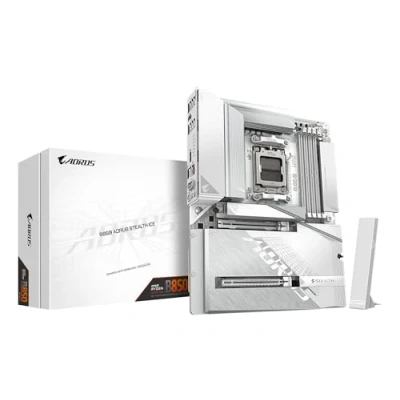 Image de GIGABYTE B850 AORUS Stealth Ice Carte Mère Processeurs AMD Ryzen série 9000, VRM numérique 14+2+2 Phases, Jusqu’à 8200 MHz DDR5 (OC), 2 x M.2 PCIe 5.0 + 4.0, Wi FI 7, LAN 5 GbE