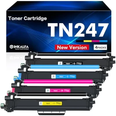 Image de 4 Pack TN 243CMYK MFC L3750CDW TN247 Toner Compatible pour Brother DCP L3550CDW TN243 Multipack HL L3210CW L3770CDW L3230CDW L3710CW L3510CDW 243 TN243CMYK Noir Cyan Magenta Jaune