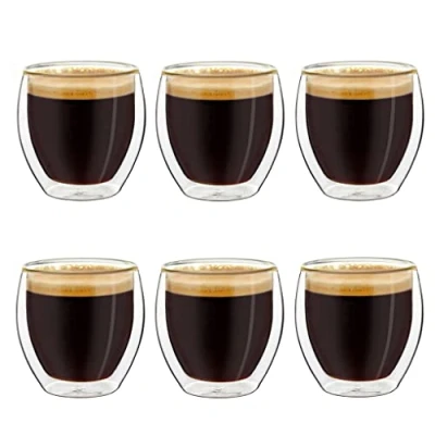 Image de Creano verres à expresso double paroi, lot de 6 100 ml, tasses moka, thermiques effet flottant
