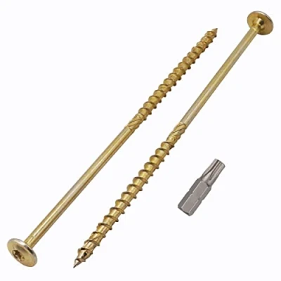 Image de Lot de 20 vis à bois en acier galvanisé 6 x 160 mm avec tête Torx, gaufrette, partiellement filetée (20, mm) Jaune