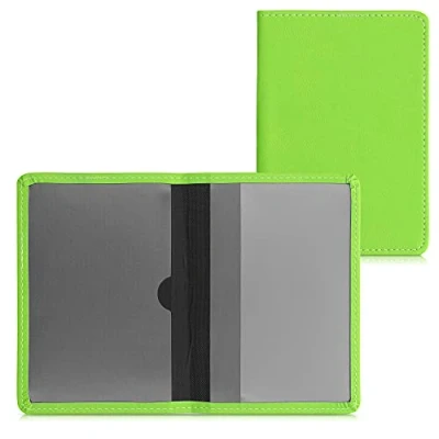 Image de kwmobile Porte permis de conduire carte grise avec compartiments cartes passeport Étui portefeuille protection en simili cuir vert