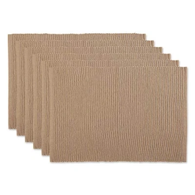 Image de DII Basic Everyday Lot de 6 sets table côtelés 100 % coton 33 x 48 cm Gris pierre