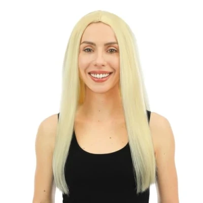 Image de P&#039;TIT CLOWN Perruque Femme Longue Raide Idéale pour une Soirée Déguisée, Carnavals, Célébrations Cheveux en Polyester (Blond, 60 cm)