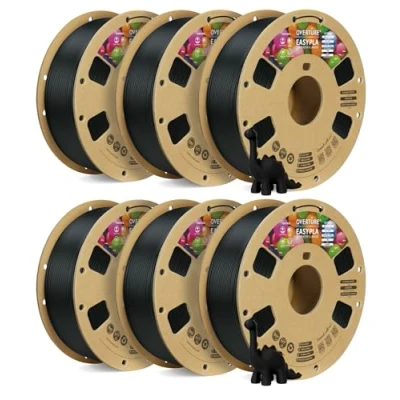 Image de OVERTURE EASY PLA Filament 1.75 mm, d&#039;imprimante 3D 6kg, Précision dimensionnelle de +/ 0.02mm (Easy Noir 1kg*6)