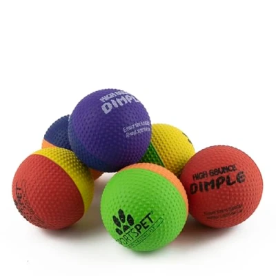 Image de SPORTSPET Balles pour Chien en Caoutchouc Naturel à Rebond élevé (Paquet de 6 fossettes élevé) (61 mm)