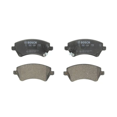 Image de BOSCH 0 986 424 735 Jeu de plaquettes frein Low Metallic avec indicateur d&#039;usure tôle anti bruit TOYOTA: Corolla IX 3/5 portes