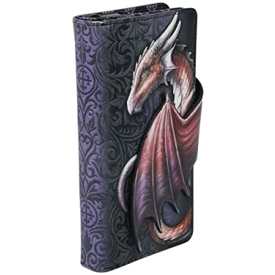 Image de Nemesis Now Take Flight Portefeuille en Cuir synthétique Motif Dragon doré 18,5 cm Violet/Noir Motifs baroques complexes Ouverture à Aile Plusieurs emplacements pour Cartes et Compartiment zippé