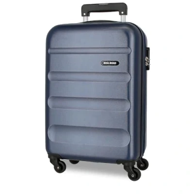 Image de ROLL ROAD Flex Valise Rigide fabriquée en ABS, Un matériau, Fermeture à Combinaison latérale, 4 Roues Doubles, Bagage Main, intérieur Pratique avec Compartiment, Bleu Marine, Talla única,