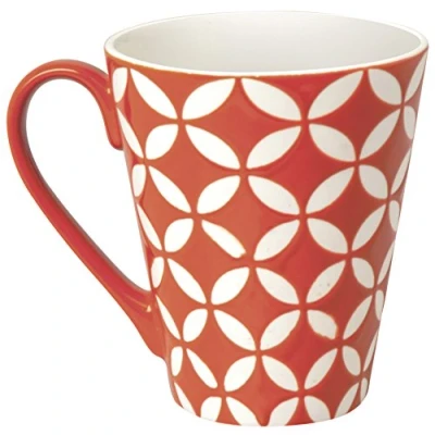 Image de Excelsa Etnika Mug 275 ML, Porcelaine, Rouge, 10.19 x 10 cm