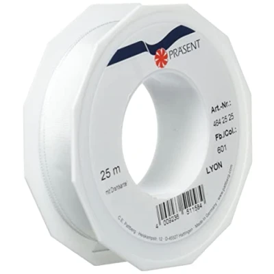 Image de PRÄSENT C.E. Pattberg Lyon Ruban Taffetas avec Fil de Fer Blanc 25 mm x m