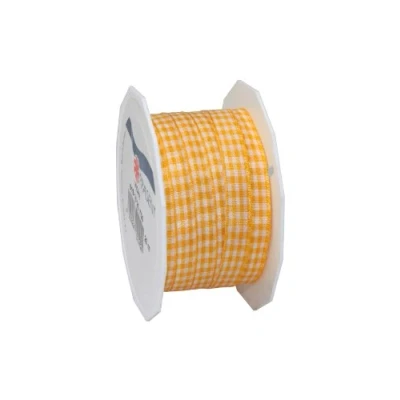Image de Präsent Vichy Ruban à Carreaux Jaune/Blanc 10 mm 20 m