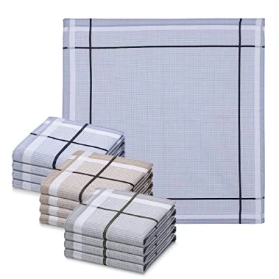 Image de JEMIDI 12x mouchoirs tissus homme Lot de 12 40 x cm réutilisables en coton Lavables machine et compatibles avec sèche linge