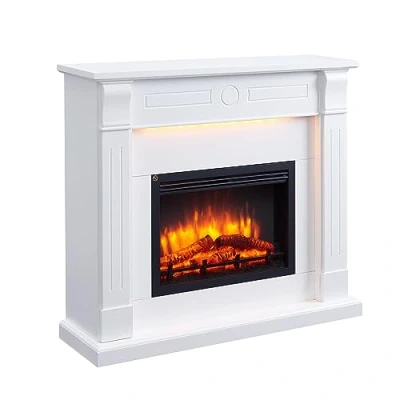 Image de RICHEN Hikaru Cheminée électrique sur pied avec chauffage 2000 W, effet de flamme 3D, éclairage LED, son crépitant, contrôle par application, wifi, télécommande, minuterie, thermostat, blanc