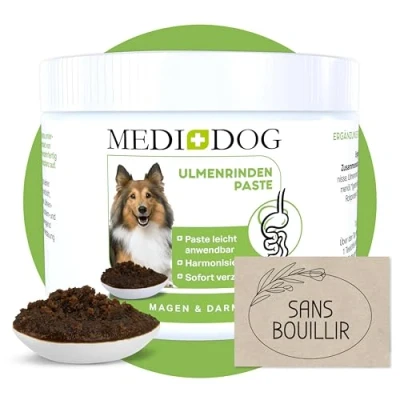 Image de MEDIDOG Pâte d&#039;écorce d&#039;orme de qualité supérieure pour chien 500 g Prête à manger Sans additifs Meilleure digestion, en cas déjections fécales, brûlures d&#039;estomac, diarrhée, Slippery