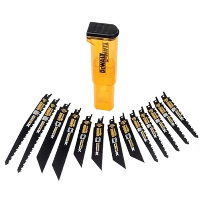 Image de DEWALT Coffret de 13 Lames Scie Sabre XR Runtime pour la Découpe du Bois et Métal Dimensions 152 230mm Grande Robustesse Longue Durée Vie Convient Professionnels, DT99550 QZ