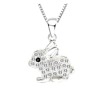 Image de findout collier en argent sterling pendentif diamant lapin (de f1421)