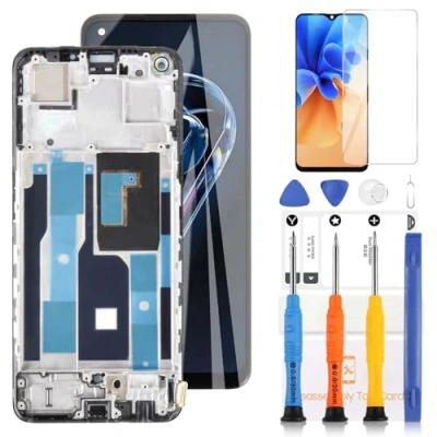 Image de LADYSON Écran LCD pour Realme 9 PRO+ / PRO Plus RMX3392 RMX3393 Display Touch Screen Digitizer Assembly Kit de remplacement avec outil (noir cadre, version TFT Highlight)