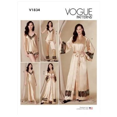 Image de Vogue Patterns V1834B5 Patrons de vêtements nuit en papier pour femme Tailles 36 à 44
